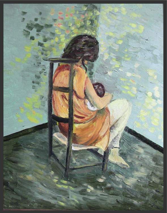 Mother Seated With Baby - an Oil Painting about pregnancy and childbirth