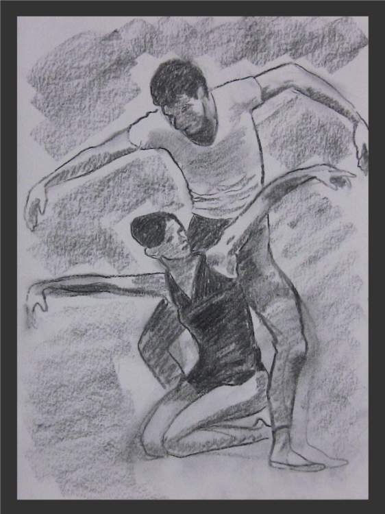 Two Ballet Dancers - a Charcoal Sketch