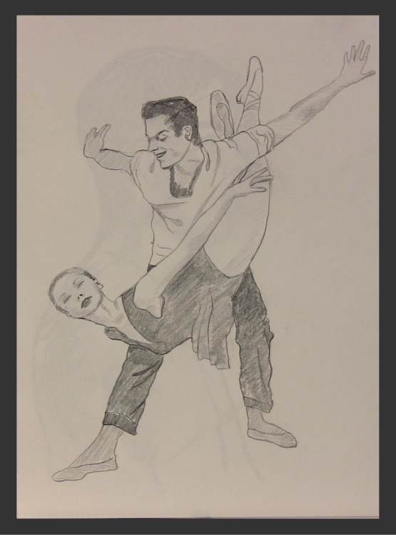 Two Ballet Dancers - a Pencil Sketch