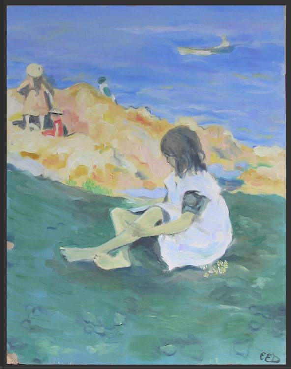 Girl on the Beach - Oil Painting