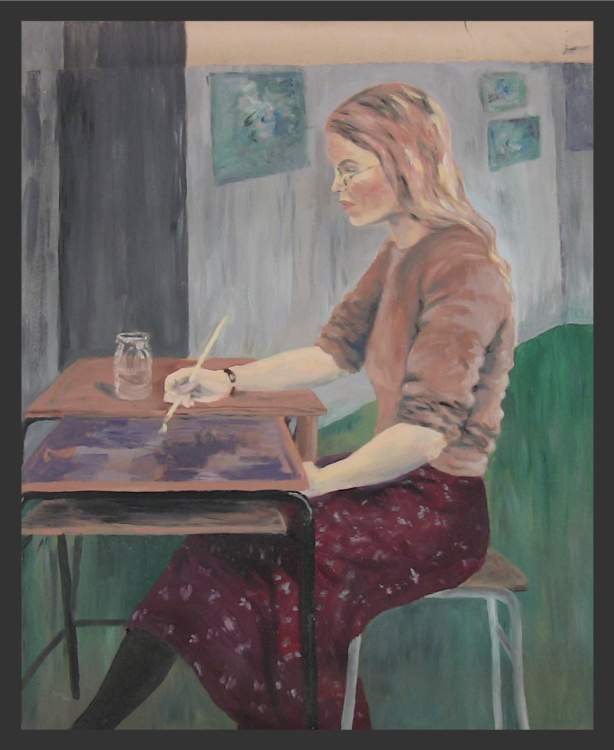 Girl Painting - a Gouach Painting