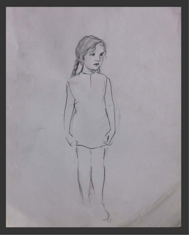 Girl With Pigtails - a Pencil Sketch