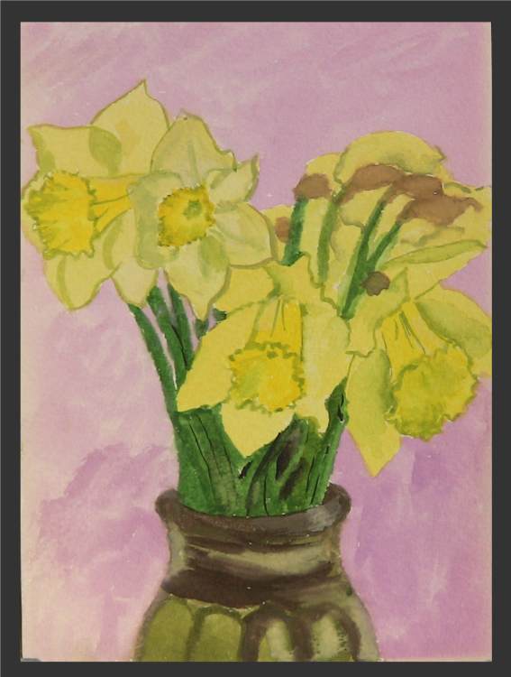 Daffodils in Vase - Watercolour Painting