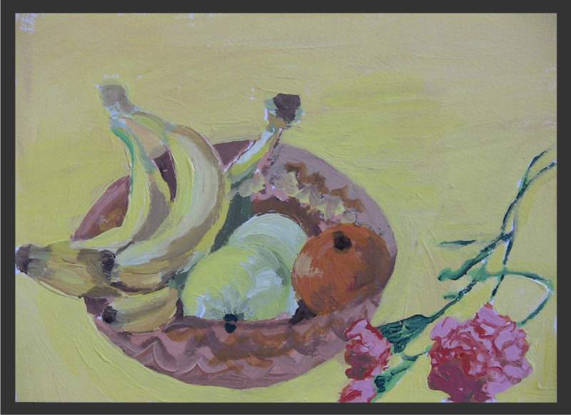 Fruit in Basket - Acrylic Painting